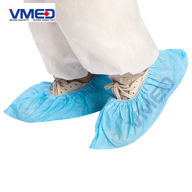 Disposable CPE Light Blue Shoe Cover With Half Elastic-2
