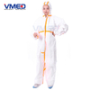 Disposable White Micro-porous Protective Coverall With Orange Strips-3