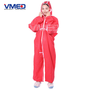 Disposable Red SMS Coverall With White Strips-1