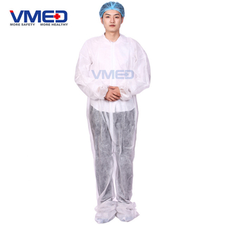 Disposable White PP Non-woven Protective Coverall